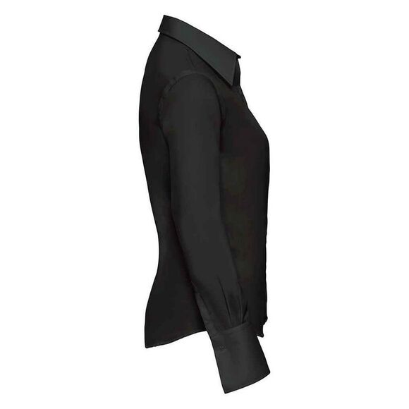 Russell Collection Womens/Ladies Ultimate Non-Iron Long-Sleeved Shirt / Black - Picture 3 of 3